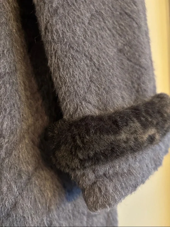 Women's Gray Alpaca Wool -Trim Coat - Picture 6 of 9